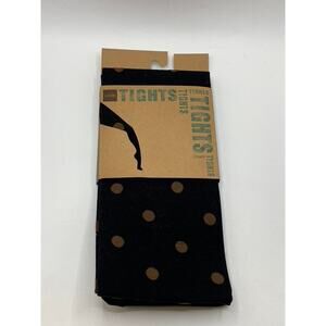 LOOK FOOTWEAR Women's Black-Brown Polka Dot Knit Pull-On Tights SZ OS
